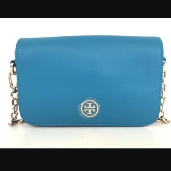 Tory Burch Electric Eel blue Robinson mini chain NWT - Picture 1 of 5